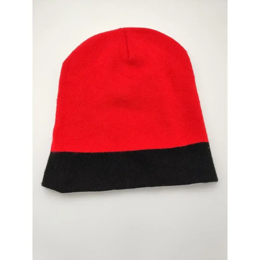 Nintendo Super Mario Face Pom Beanie One Size 2019 Red Black EUC‎